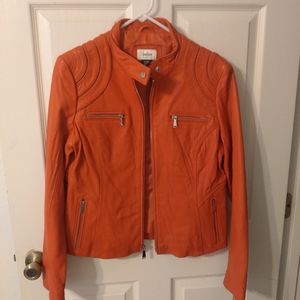 Orange leather jacket